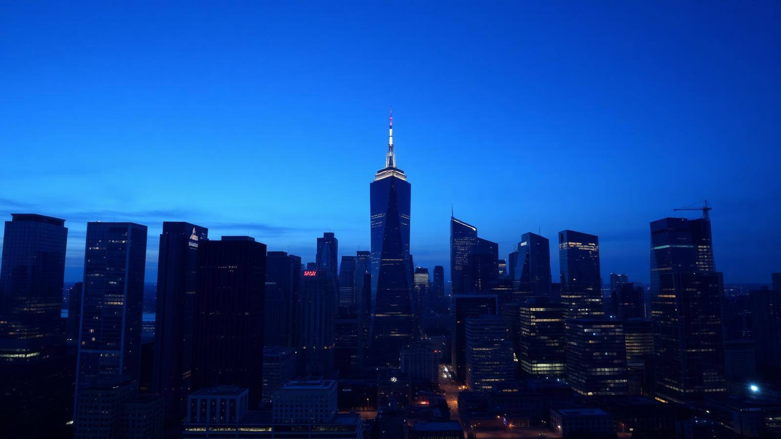 City skyline at dusk
